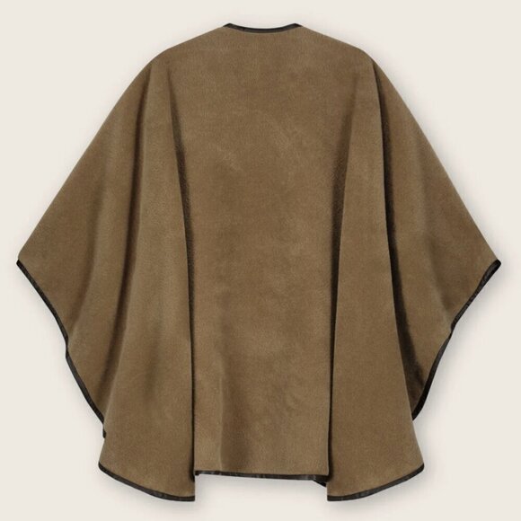 NEW Sofia Cashmere Arequipa Alpaca Cape OS Camel Baby Alpaca Wool Leather Trim - Picture 8 of 12